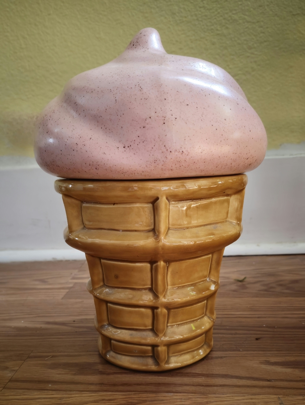 Ceramic Ice Cream Cone Cookie Jar - Pink Scoop